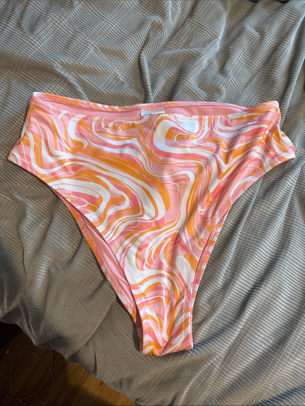 H&M Pink, Orange & White Swirl High-Cut Bikini Bottom